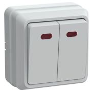 Выключатель 2-кл. ОП Октава 10А IP20 ВС20-2-1-ОБ с индикацией бел. GENERICA EVO21-K01-10-DC