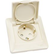 Розетка 1-м СП Glossa 16А IP20 с заземл. защ. шторки с крышкой в сборе беж. SE GSL000246