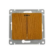 Выключатель 2-кл. СП Glossa 10А IP20 (сх. 5а) 10AX с подсветкой механизм дерево дуб SE GSL000553