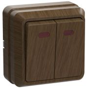 Выключатель 2-кл. ОП Октава 10А IP20 ВС20-2-1-ОД с индикацией дуб GENERICA EVO21-K04-10-DC