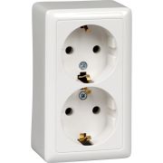 Розетка 2-м ОП Хит 16А 250В с заземл. без защ. шторок бел. SE RA16-238-B