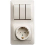 Блок комбинированный Glossa (розетка с заземл. защ. шторки + 3-кл. выкл.) беж. SE GSL000278