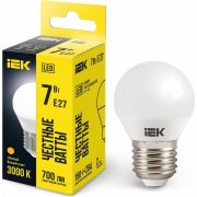 Лампа светодиодная G45 7Вт шар 3000К тепл. бел. E27 630лм 230-240В IEK LLE-G45-7-230-30-E27