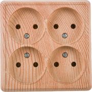 Розетка 4-м ОП Олимп 16А IP20 квадрат. без заземл. сосна UNIVersal 1176