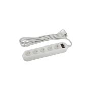 Удлинитель с сетевым фильтром 5х5м с заземл. 10А IP20 USF-5es-5m-W ПВС 3х0.75 с выкл. бел. Эра Б0019738