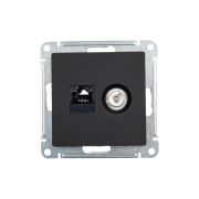 Розетка компьютерная + телевизионная 2-м СП AtlasDesign RJ45 кат.5E + TV механизм карбон SE ATN001089