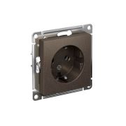 Розетка 1-м СП AtlasDesign 16А IP20 с заземл. механизм мокко SE ATN000643