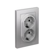 Розетка 2-м СП AtlasDesign 16А IP20 с заземл. в сборе алюм. SE ATN000324