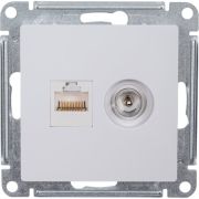Розетка компьютерная + телевизионная 2-м СП AtlasDesign RJ45 кат.5E + TV механизм бел. SE ATN000189