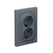 Розетка 2-м СП AtlasDesign 16А IP20 с заземл. в сборе грифель SE ATN000724