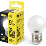 Лампа светодиодная G45 9Вт шар 4000К нейтр. бел. E27 230В IEK LLE-G45-9-230-40-E27