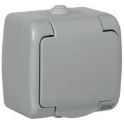 Розетка 1-м ОП AQUATIC РСш12-2-А 16А IP54 с заземл. с крышкой GENERICA ERA12-K03-16-54