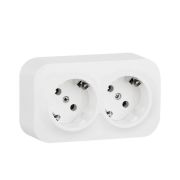 Розетка 2-м ОП Quteo 16А IP20 250В 2х2P+E с заземл. без защ. шторок бел. IEK 782233