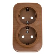 Розетка 2-м ОП GLORY РСш22-3-ХД 16А с заземл. защ. шторки дуб IEK ERH24-K24-16