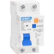 Выключатель автоматический дифференциального тока 1п+N C 6А 30мА электрон. тип AC 4.5кА NXBLE-63Y (R) CHINT 105540