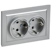 Розетка 2-м СП BRITE РС12-3-БрА 16А в сборе с заземл. без защ. шторок алюм. IEK BR-R21-16-K47-F