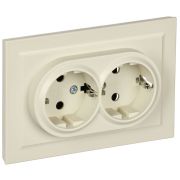 Розетка 2-м СП BRITE РСш12-3-БрКр 16А в сборе с заземл. защ. шторки беж. IEK BR-R24-16-K10-F