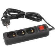 Удлинитель 3х3м с заземл. 10А с выкл. ПВС 3х0.75 черн. UX-3es-3m-B Эра Б0057728