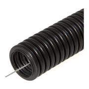 Труба гофрированная ПНД легкая d25мм с протяжкой 350 Н безгалоген. (HF) стойкая к УФ черн. (уп.50м) Промрукав 161558