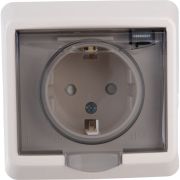 Розетка 1-м СП Этюд 16А IP44 250В с заземл. защ. шторки крем. SE PC16-044K