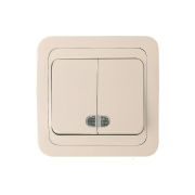 Выключатель 2-кл. СП Mimoza 10А IP20 с подсветкой крем./крем. Makel 25023