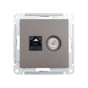 Розетка компьютерная + телевизионная 2-м СП AtlasDesign RJ45 кат.5E + TV механизм мокко SE ATN000689