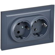 Розетка 2-м СП BRITE РС12-3-БрМ 16А в сборе с заземл. без защ. шторок маренго IEK BR-R21-16-K35-F
