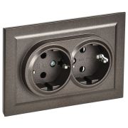 Розетка 2-м СП BRITE РС12-3-БрТБ 16А в сборе с заземл. без защ. шторок бронза IEK BR-R21-16-K45-F