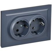 Розетка 2-м СП BRITE РСш12-3-БрМ 16А в сборе с заземл. защ. шторки маренго IEK BR-R24-16-K35-F
