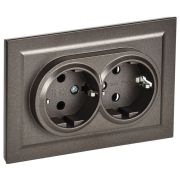 Розетка 2-м СП BRITE РСш12-3-БрТБ 16А в сборе с заземл. защ. шторки бронза IEK BR-R24-16-K45-F