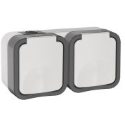 Розетка 2-м ОП TORS 16А IP55 TS222 горизонт. с заземл. с крышкой бел. IEK TS-R26-16-55-G-K41